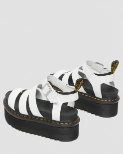 Dr. Martens Sandales Plateformes Quad Blaire En Cuir Hydro Blanc — Hydro Leather Flash Sale