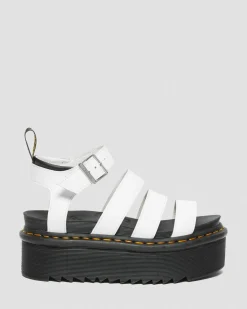 Dr. Martens Sandales Plateformes Quad Blaire En Cuir Hydro Blanc — Hydro Leather Flash Sale
