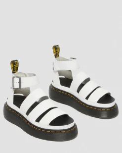 Dr. Martens Sandales Plateformes Quad Clarissa II En Cuir Milled Nappa Blanc — Milled Nappa Shop