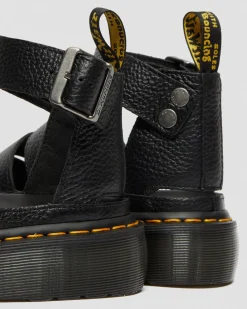 Dr. Martens Sandales Plateformes Quad Clarissa II En Cuir Milled Nappa Noir — Milled Nappa Sale