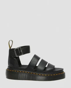 Dr. Martens Sandales Plateformes Quad Clarissa II En Cuir Milled Nappa Noir — Milled Nappa Sale