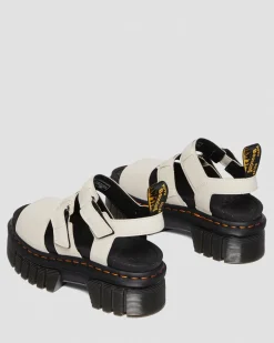 Dr. Martens Sandales Plateformes Ricki En Cuir Nappa Lux à 3 Brides Cobblestone Grey — Nappa Lux Sale
