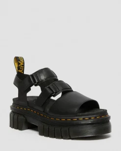 Dr. Martens Sandales Plateformes Ricki En Cuir Nappa Lux à 3 Brides Noir — Nappa Lux Fashion