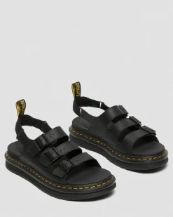 Dr. Martens Sandales Soloman En Cuir Hydro à Brides Noir — Hydro Leather Flash Sale