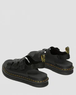 Dr. Martens Sandales Soloman En Cuir Hydro à Brides Noir — Hydro Leather Flash Sale