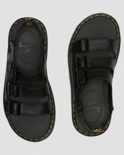 Dr. Martens Sandales Soloman En Cuir Hydro à Brides Noir — Hydro Leather Flash Sale