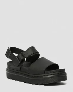 Dr. Martens Sandales Voss En Cuir Hydro à Brides Noir — Hydro Leather Cheap
