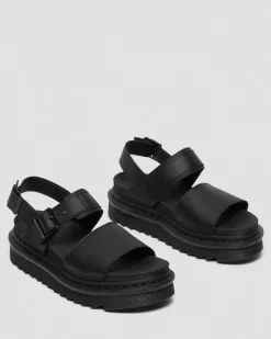 Dr. Martens Sandales Voss En Cuir Hydro à Brides Noir — Hydro Leather Cheap