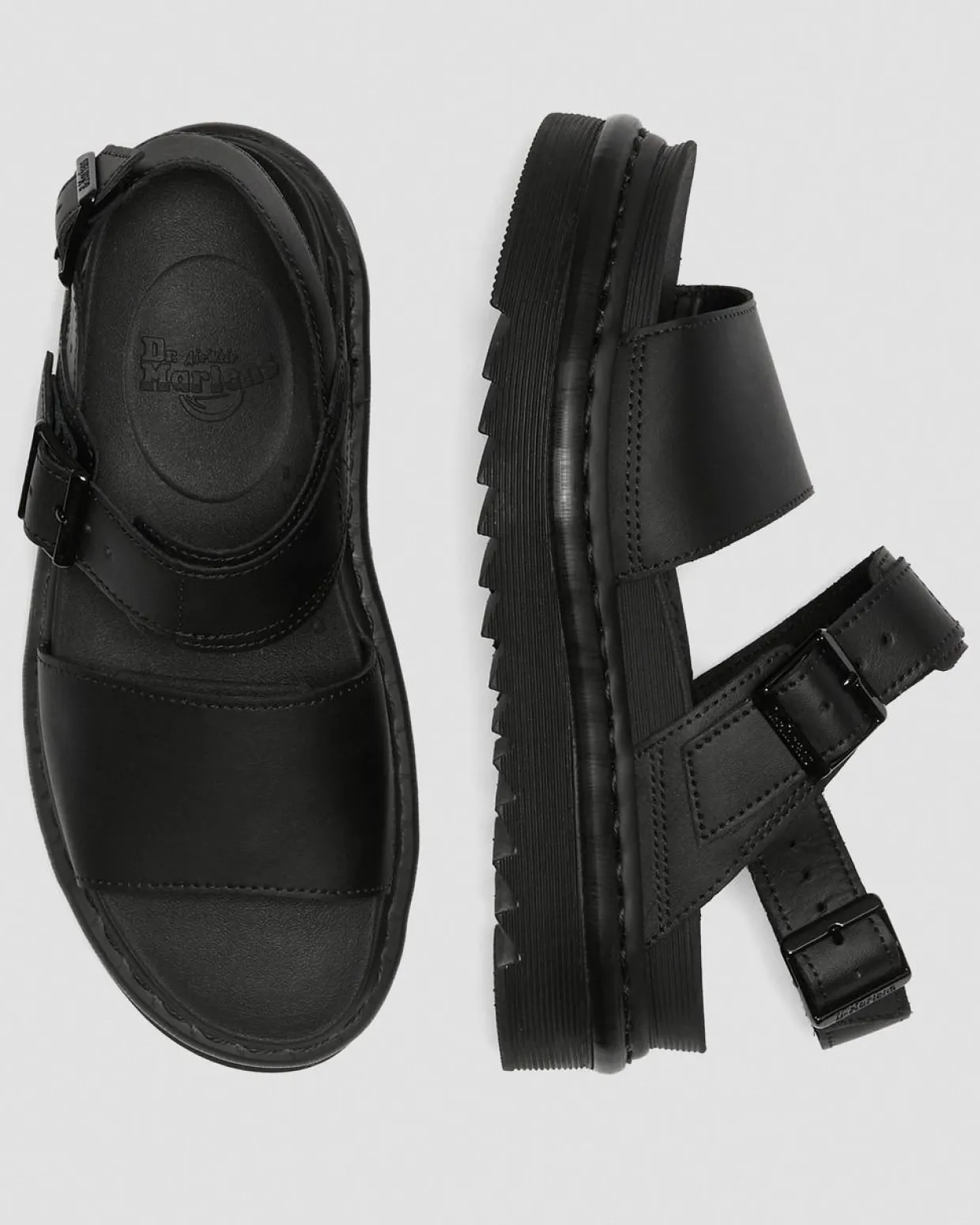 Dr. Martens Sandales Voss En Cuir Hydro à Brides Noir — Hydro Leather Cheap