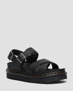 Dr. Martens Sandales Voss II En Cuir Hydro à Brides Noir — Hydro Leather Cheap