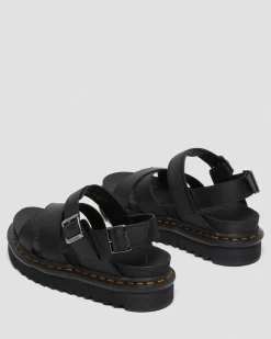 Dr. Martens Sandales Voss II En Cuir Hydro à Brides Noir — Hydro Leather Cheap