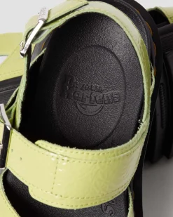 Dr. Martens Sandales Voss II En Cuir Verni Effet Vieilli Lime Green — Distressed Patent Best Sale