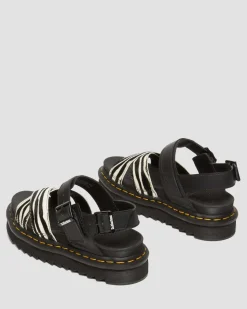 Dr. Martens Sandales Voss II En Hair-On à Imprimé Zèbre BLACK+ZEBRA PRINT Outlet