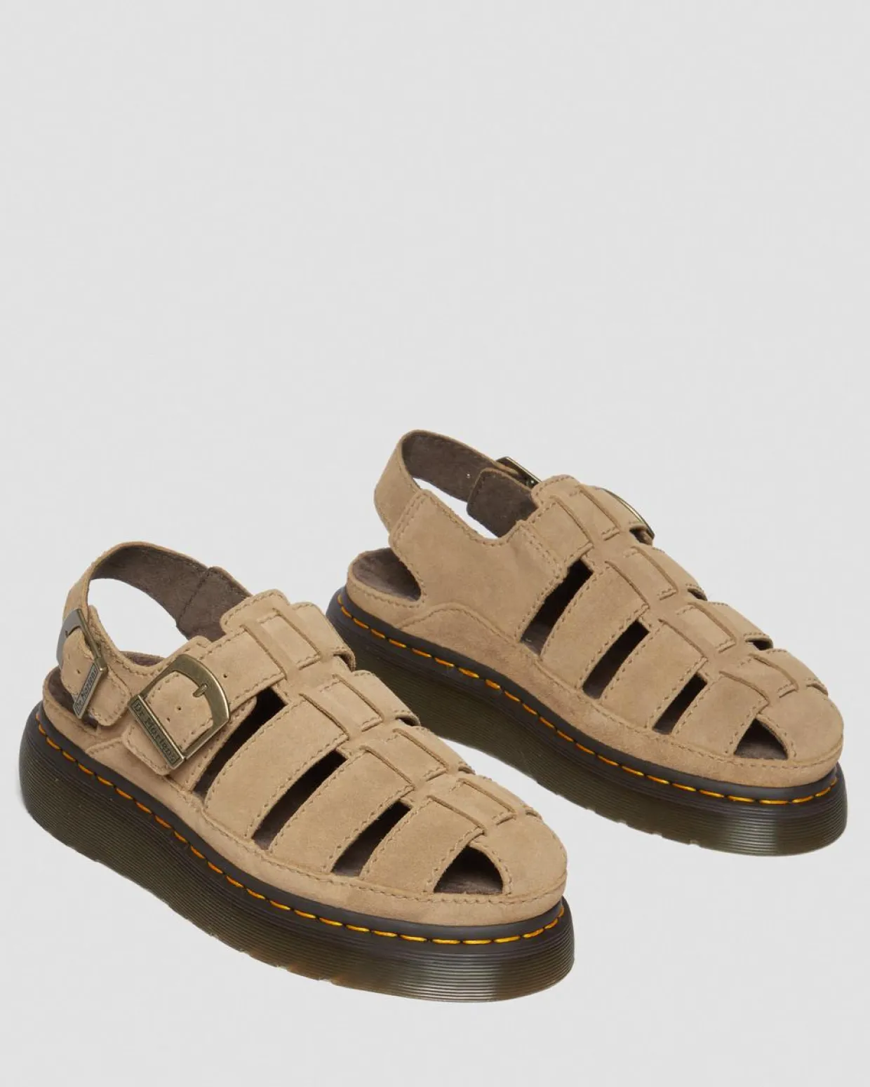 Dr. Martens Sandales Wrenlie En Daim Bronx Savannah Tan — Bronx Suede Discount