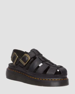 Dr. Martens Sandales Wrenlie Fisherman En Cuir Grizzly Noir — Grizzly Fashion
