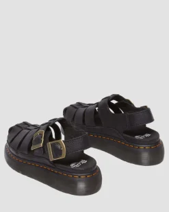 Dr. Martens Sandales Wrenlie Fisherman En Cuir Grizzly Noir — Grizzly Fashion