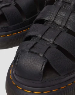 Dr. Martens Sandales Wrenlie Fisherman En Cuir Grizzly Noir — Grizzly Fashion